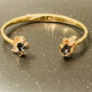 kate spade- Sapphire and White/Peach Diamond Cuff Hinged Bracelet, EUC